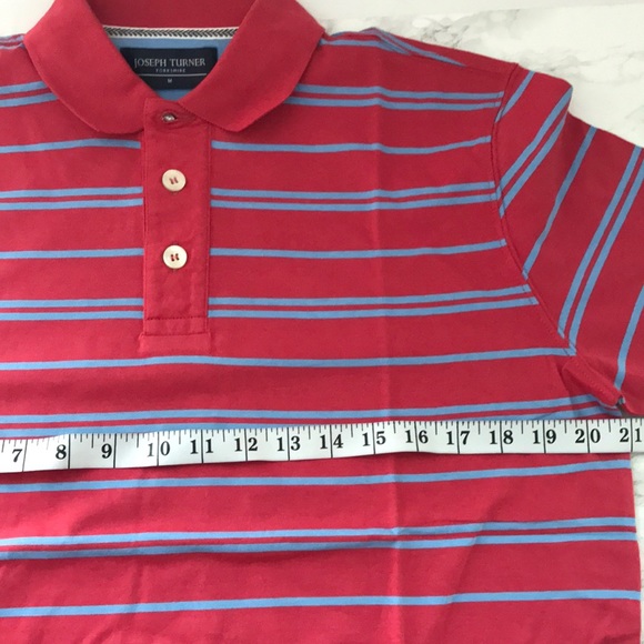 NEW Joseph Turner UK Golf Polo Shirt Striped Medium Red & Blue - Picture 9 of 11